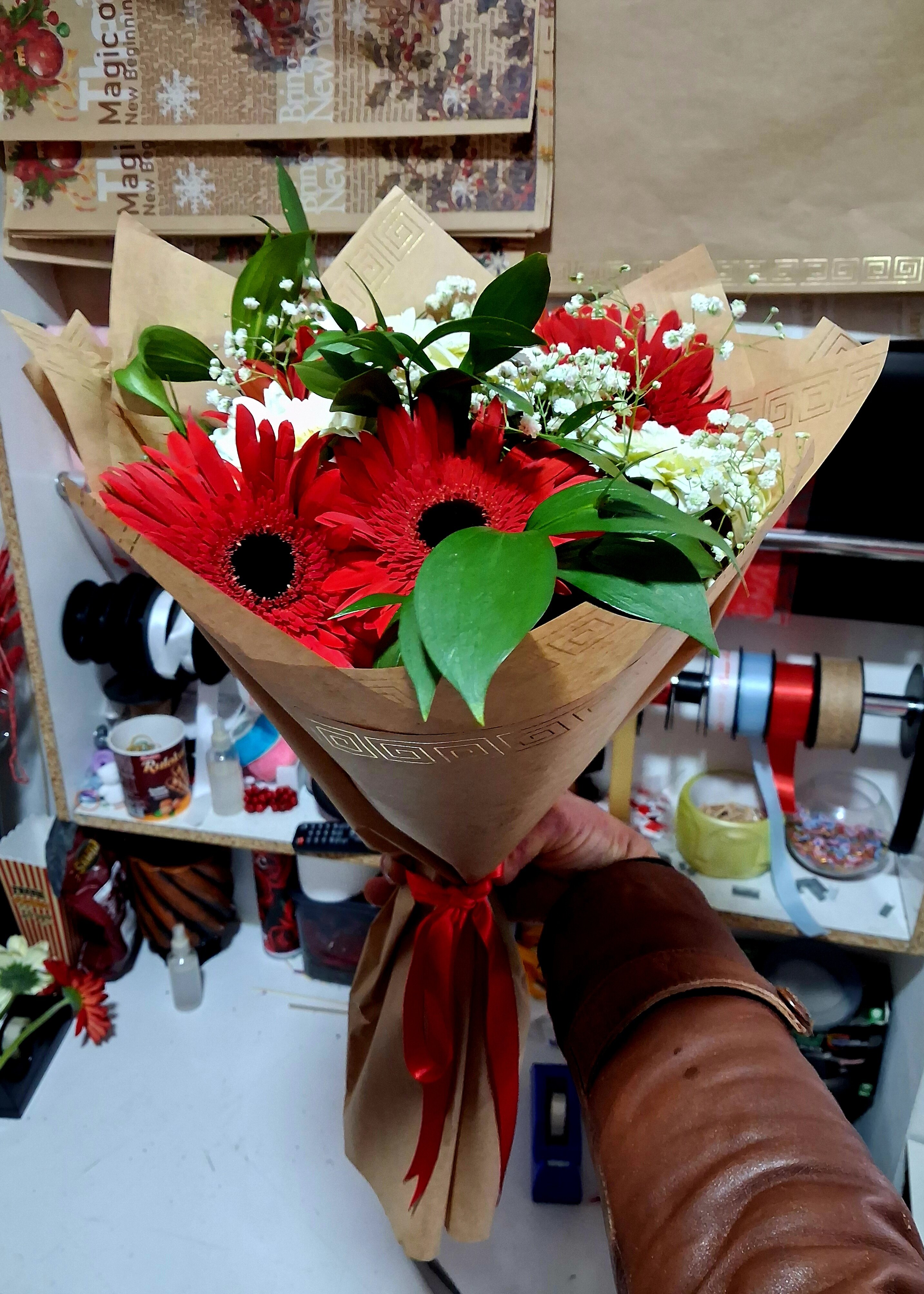 Kırmızı Beyaz Gerbera Buketi