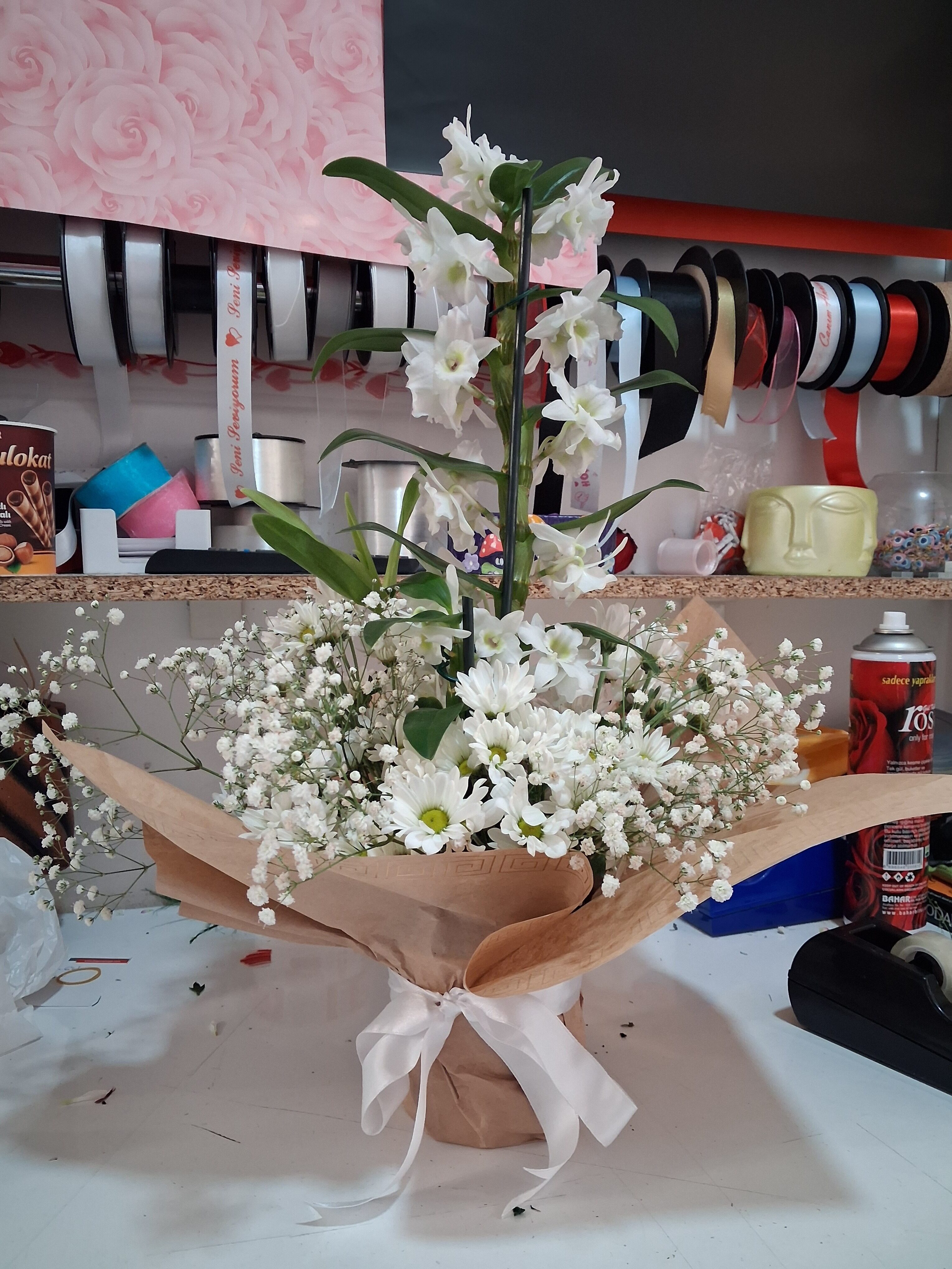 Bambu Orkide ve papatya demeti - Görsel 2